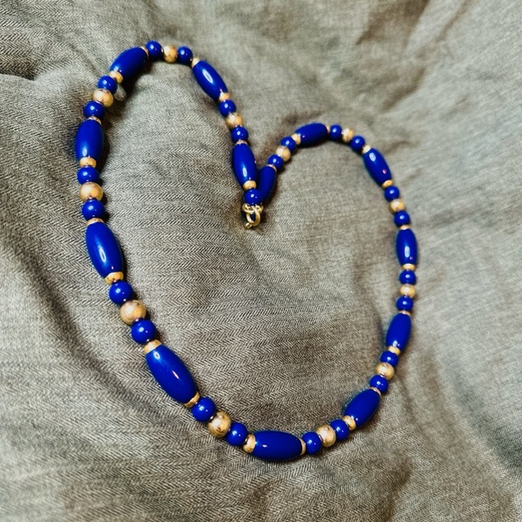 hyacinth jewels Jewelry - Vintage custom, blue and gold color necklace.